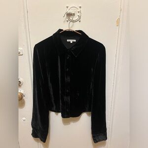 Reformation nwot black velvet button down blouse small